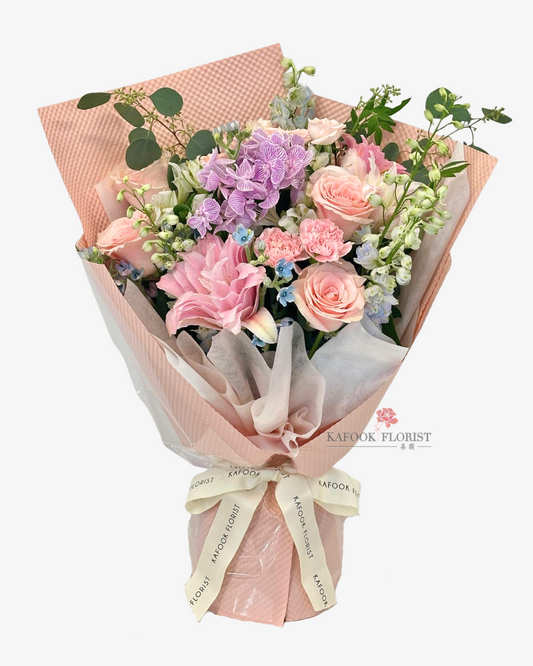 BQ 2059 玫瑰蘭花百合花束