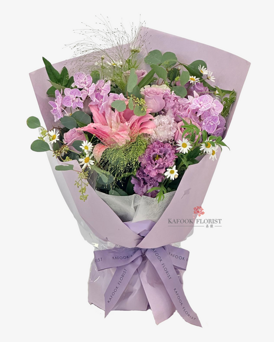 BQ 2060 玫瑰蘭花百合花束