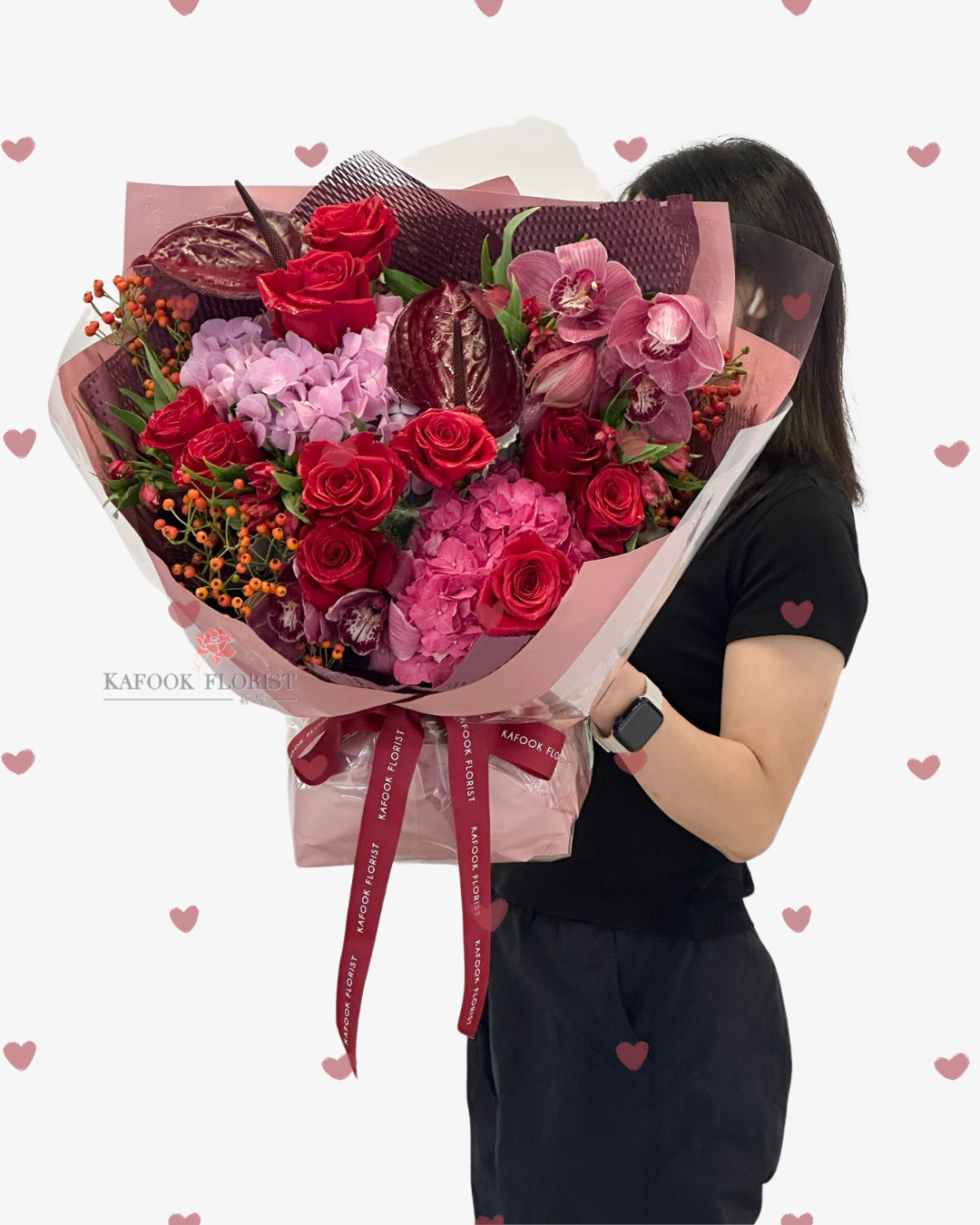 BQ 2090 情人節精選 繡球蕙蘭玫瑰花束