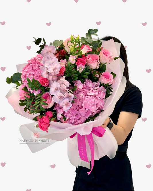 BQ 2093 情人節精選 蝴蝶蘭繡球玫瑰花束